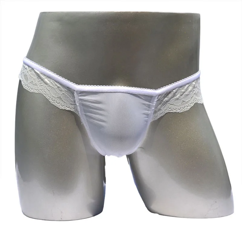 

Mesh Men Lace Underwear Soft Trumks Breathable G-String Knickers See-Through Bikini Briefs