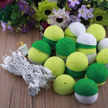 

10LED Christmas String Light Decor Cotton Ball Bedroom LED String Light Cotton Ball Lights White+Yellow+Green Party Fairy Home