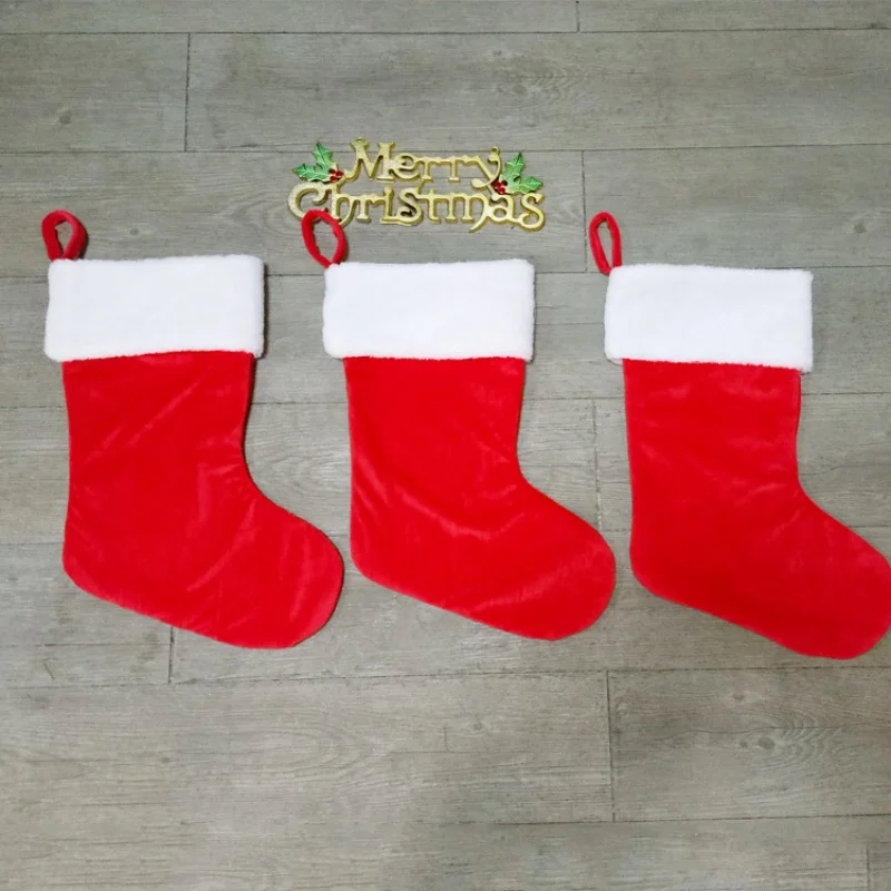 

Red Long Hair Socks Gift Bag Christmas Socks Christmas Tree Decorations Christmas Gifts New Year Festive Party Hanging for Home