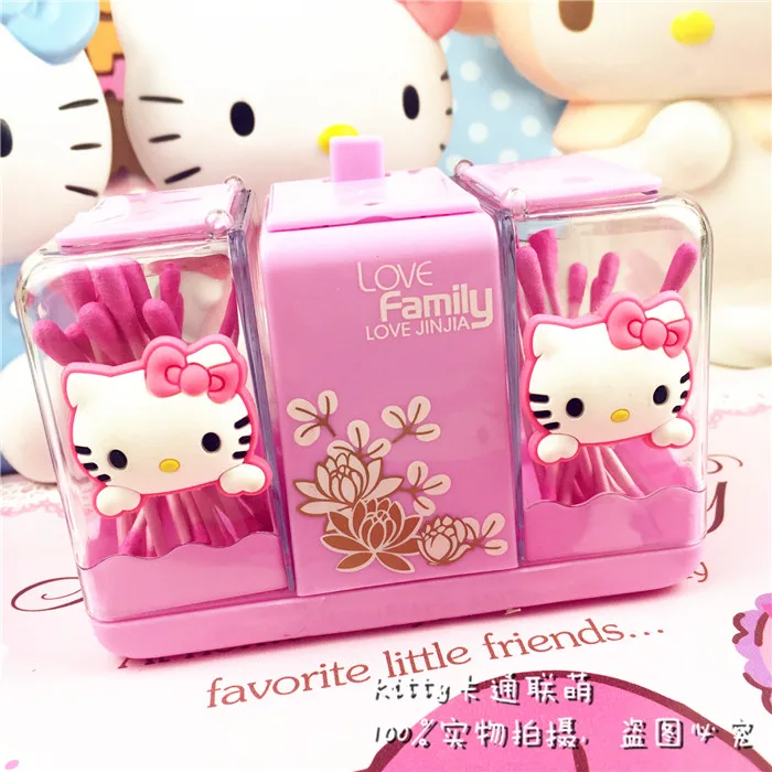 Hello kitty коробка для зубочисток ватные палочки коробка для макияжа ватная коробка для хранения Диспенсер Для Зубочисток Держатель Для Зубочисток