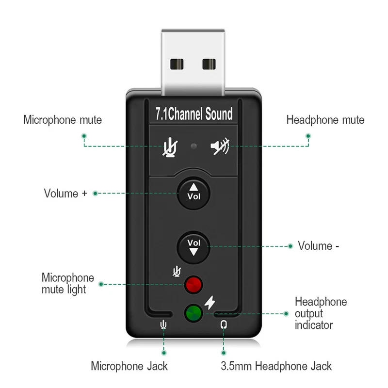 Внешняя мини звуковая карта Oppselve USB 2 0 7 1 каналов 3D аудио адаптер конвертер 3 5 мм