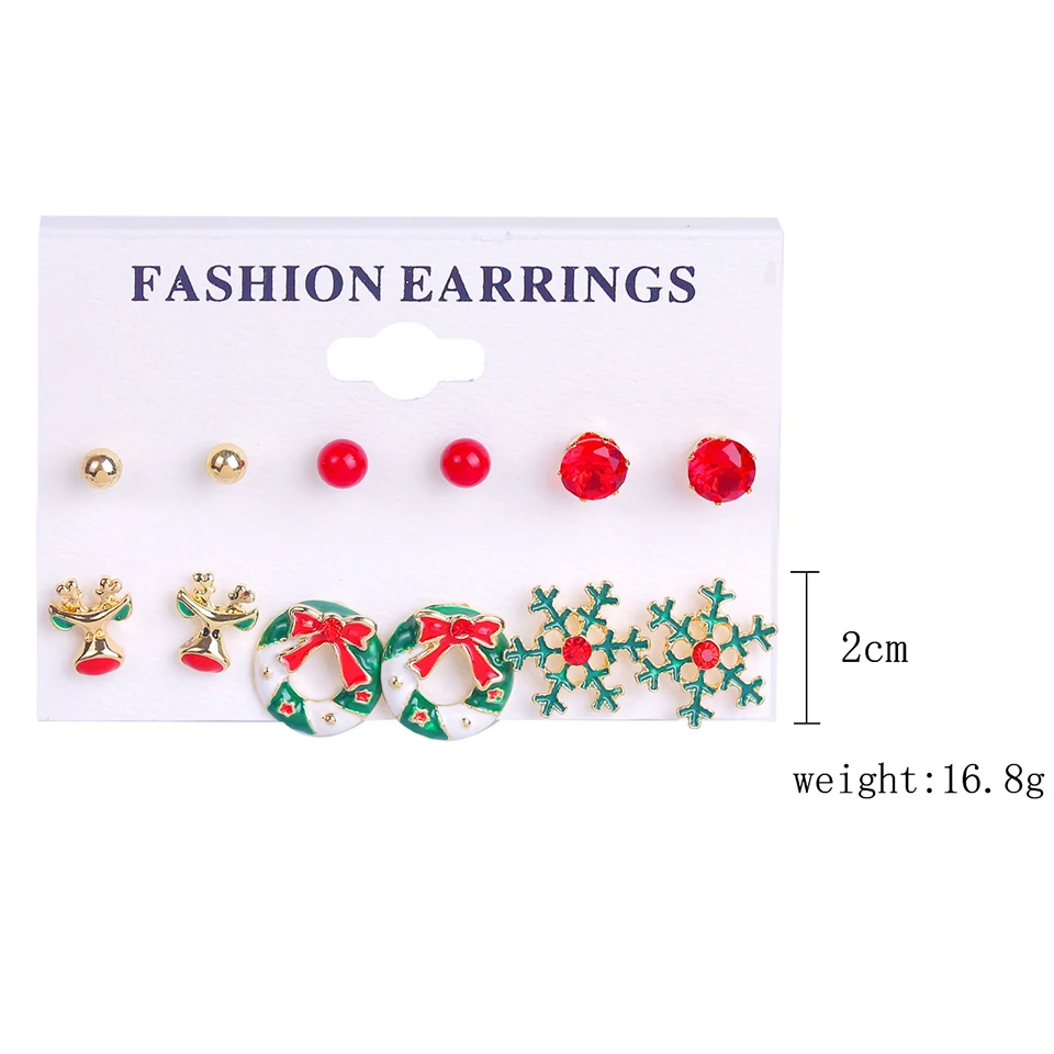 6 pcs 1 set Tronzo Рождество Санта Клаус серьги подвеска 2 шт./компл. и принтом милого снеговика рождественские украшения для дома Happy год Рождественский подарок - Цвет: 6 pcs 1 set