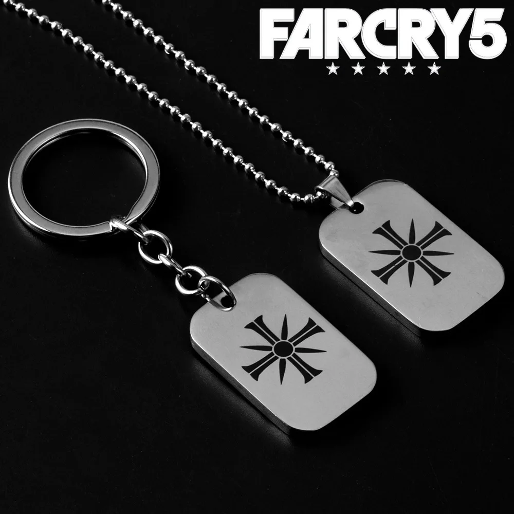 Game FAR CRY 5 Cosplay Props Sign LOGO Keychain Necklace Fashion Accessories Men Woman Gift Stainless Steel | Тематическая одежда