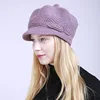 Winter Solid Plus Velvet Hat Women Fashion 100% Merino Wool Newsboy Cap Winter Hats Visor Beret Cold Weather Knitted Caps ► Photo 2/6