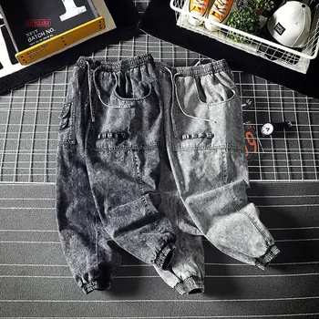 

2019 Autumn New Korean Version Of The Loose Couple Trend Fashion Street Feet Jeans Casual Pants Streetwear Hip Hop