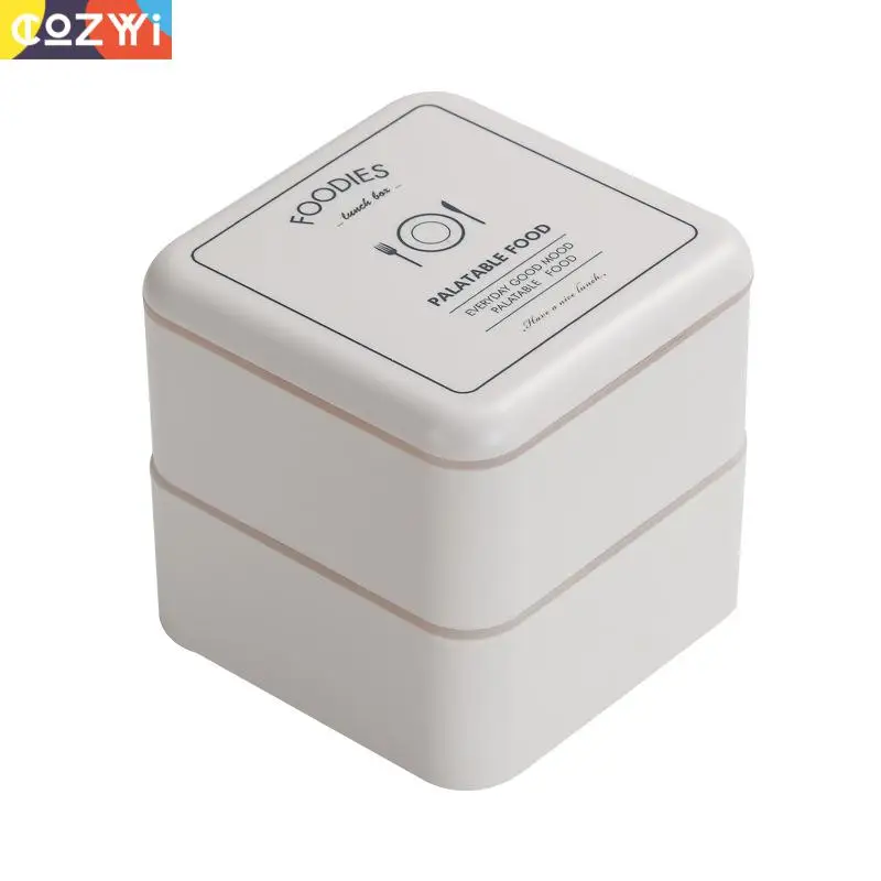 Double Layer Square Lunch Box Food Container Household Outdoor Picnic Sealling Cap With Spoon Bento | Дом и сад