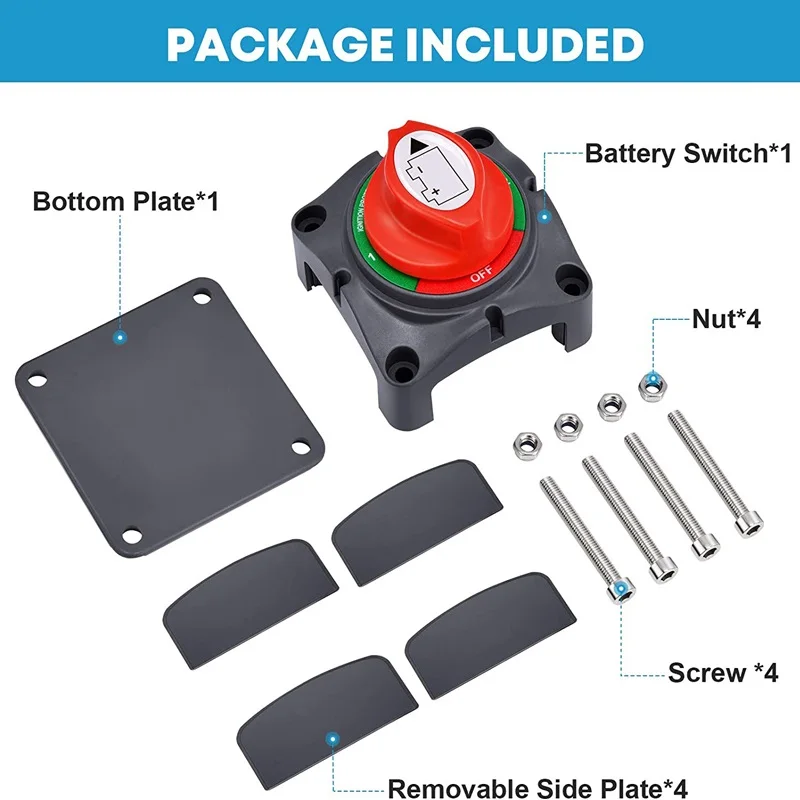 1-2-Both-Off Selector Battery Isolator Switch 12V/24V/48V 200A for Marine Boat Rv Vehicles 4 Position