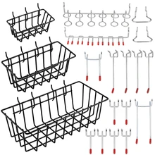 Крючки для Pegboard с корзиной, ассортимент, крючки для хранения дома, система, вешалка для инструментов, набор для гаража, кухни, мастерской, органайзер, Util