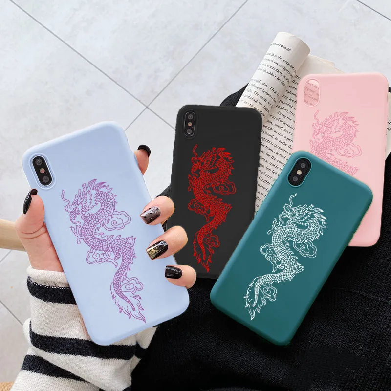 For Huawei Nova 5T Y6 Y7 Y9 P Smart 2019 2020 2021 P30 P20 Honor 10X 8X 9X 10i 10 20 P40 Lite E Pro Vintage Red Dragon TPU Case | Мобильные