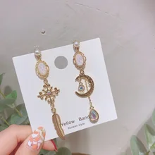 Новинка года. Длинные асимметричные серьги-гвоздики в геометрическом стиле. Круглые серьги из гипоаллергенного сплава