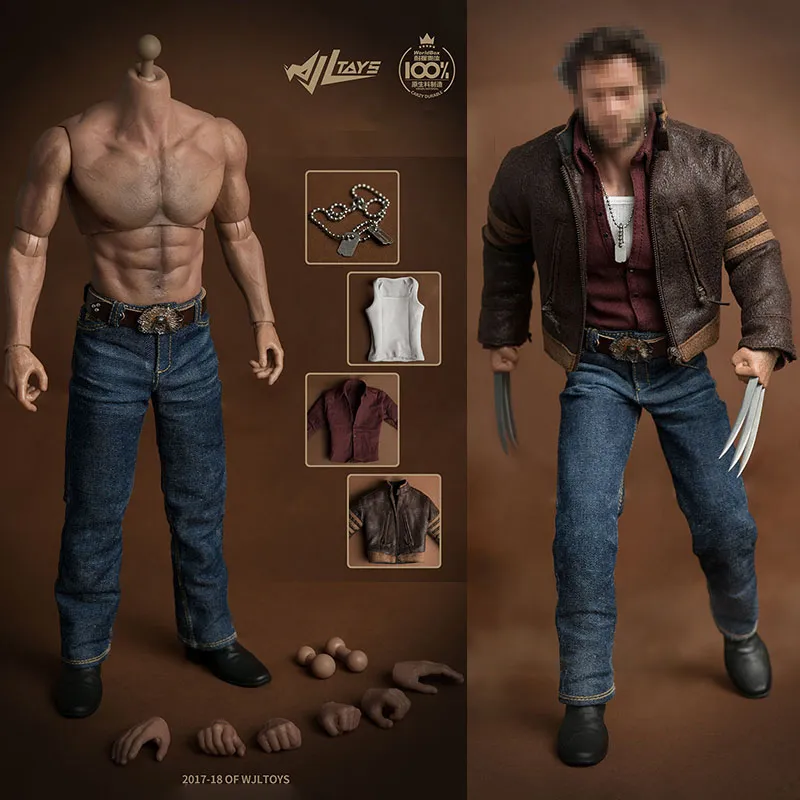 Wjltoys 1/6 Werewolf Hugh Jackman Costume Clothes Accessories Set Fit 12'' Male Soldier Action Figure Body