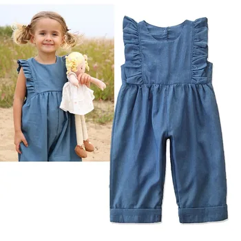 

Girls Jumpsuits 2020 Autumn New European and American Baby Girl Long Pants Foreign Style Thin Children Pants Sleeveless Jumpsuit