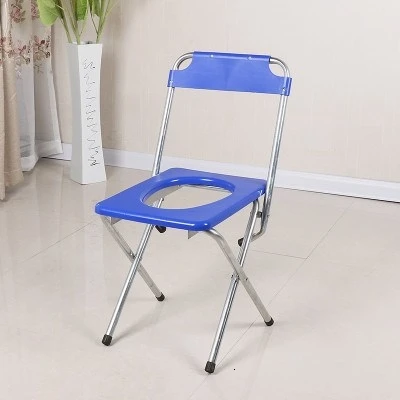 Нескользящий стул для беременных, стул для туалета, стул для пожилых людей, складной стул для туалета, стул для горшка, металлический стул для ванной комнаты - Цвет: 40Cmhighbluechair