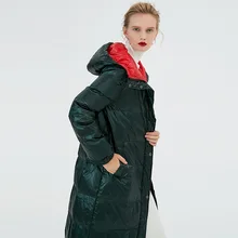 Куртка-пуховик с капюшоном, Женская длинная куртка до колена, коллекция года, новинка, зимняя теплая куртка на утином пуху, 90