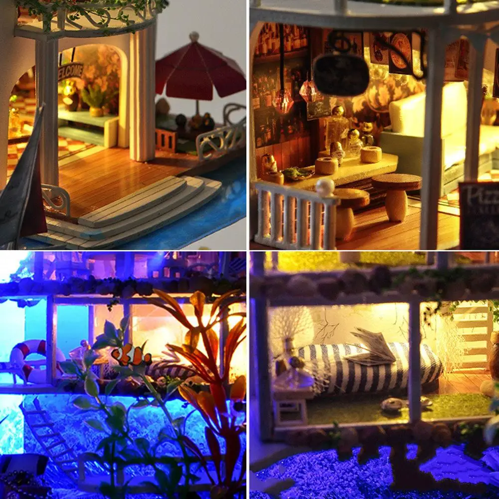 

DIY Dollhouse Toys Double Layers LED Light Dollhouse Manual Assembling Model Toy Birthday Gift