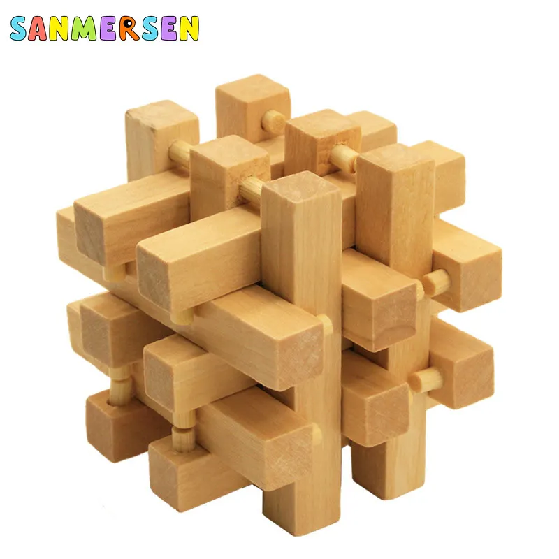 IQ Brain Teaser Kong Ming Lock Lu Ban 3D деревянная Блокировка Burr Jigsaw Развивающие Пазлы игрушки