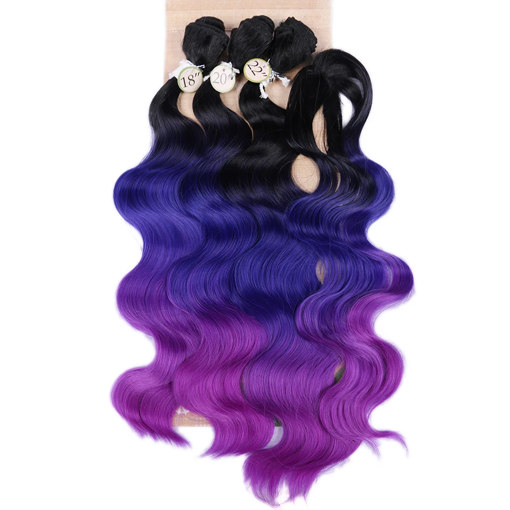 Wignee, 3 пряди, с застежкой, синтетические волосы для наращивания для женщин, натуральные черные волосы, серые/фиолетовые/зеленые/синие волнистые волосы