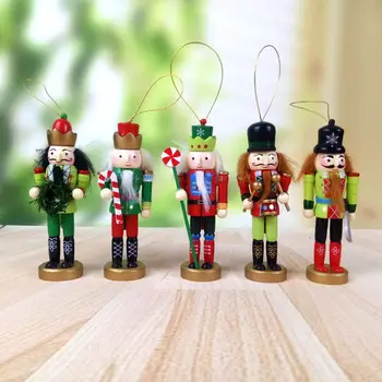 

Hot 5Inch Christmas Wooden Nutcracker Puppets Doll Toy Figurines Christmas Ornaments Pendant Christmas Tree Decorations DROPSHIP