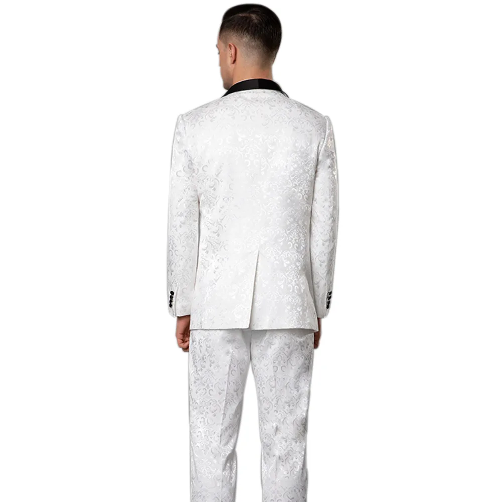 Slim Fit Белый Черный Красный мужские смокинги куртка брюки 3 комплекта Шаль Воротник пиджак для жениха костюмы XXS 5XL
