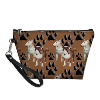 

Women Cosmetic Bag Bull Terrie Makeup Pouch Zipper Hand Holding Make Up Suitcase Capacity Organizer Storage Pouch Toiletry Bags