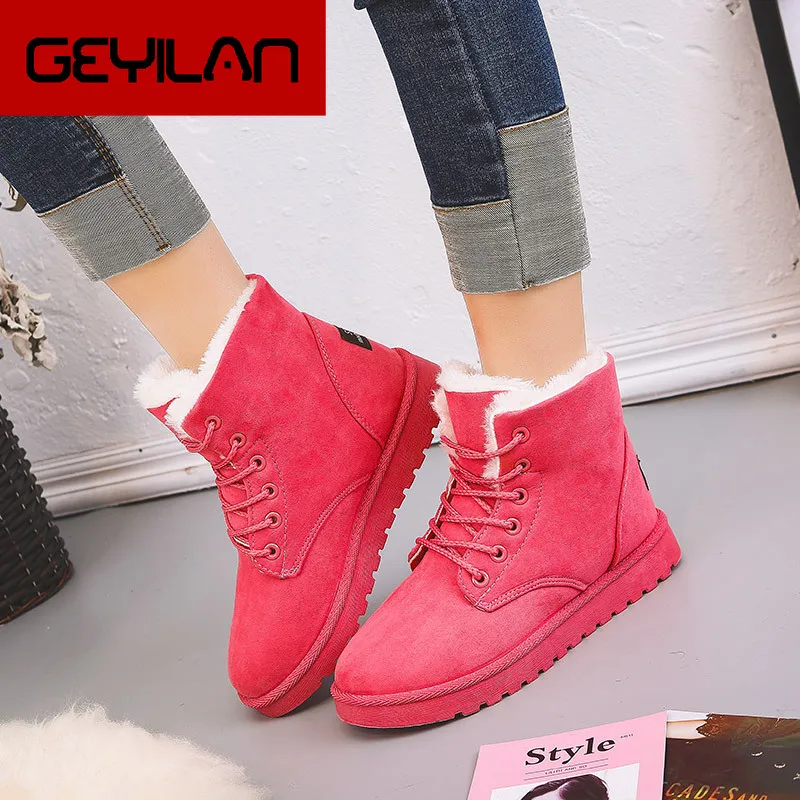 

2019 Winter New Snow Boots Ladies Short Boots Short Tube Thick Warm Non-slip Flat Large Size Student Cotton Shoes Women Boots