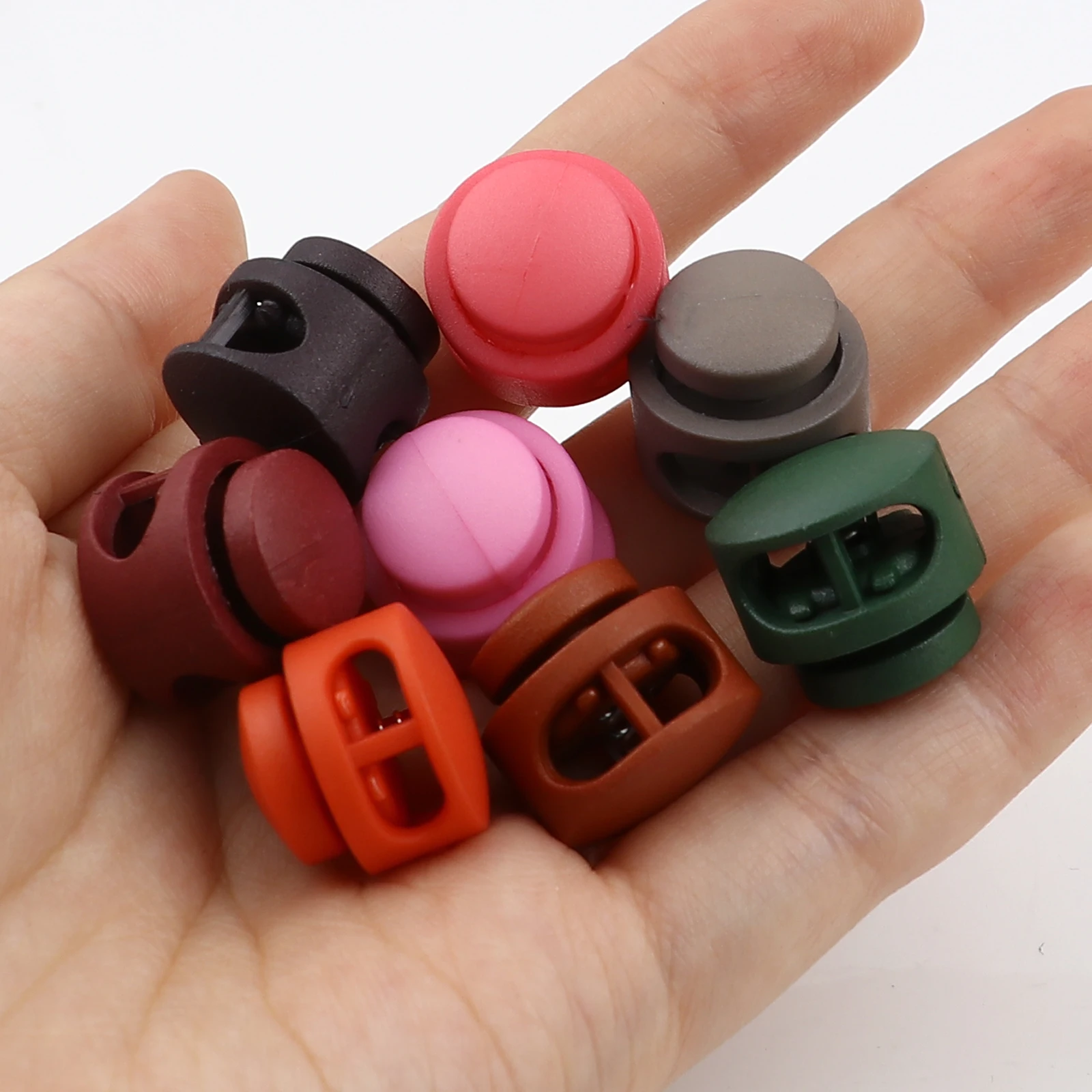 10pcs Round Plastic Toggle Clip Stopper Two holes Cord Lock 18mm Dia.