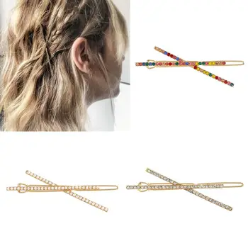 

3Pcs Women X-Type Cross Frog Bobby Pins Colorful Imitation Crystal Jewelry Hair Clip Festival Party Posterior Styling Hairgrip