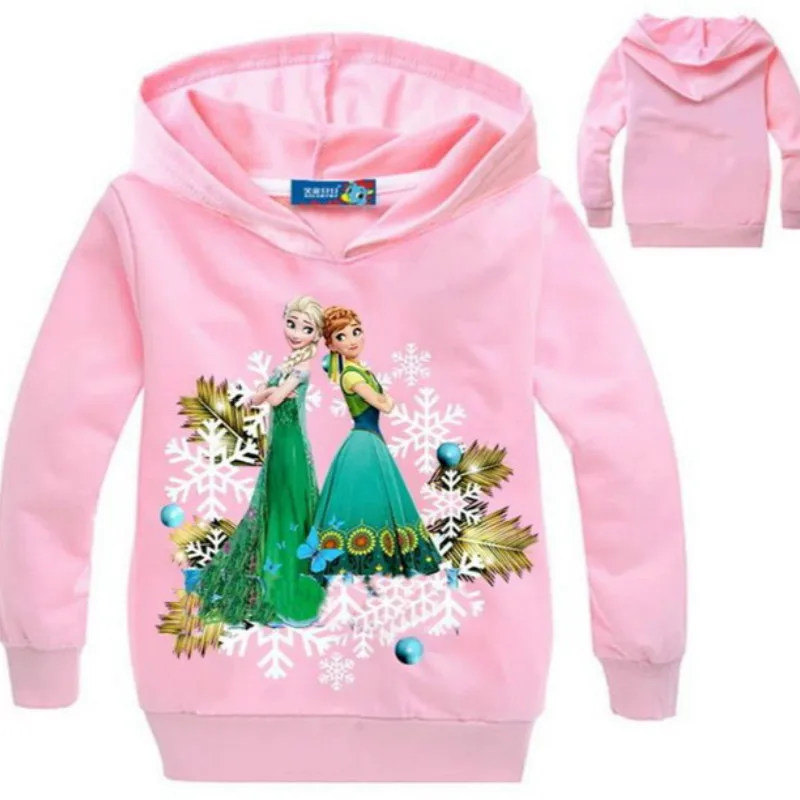 Весенние толстовки с капюшоном для маленьких мальчиков; одежда для детей; Брендовое пальто для девочек; повседневная спортивная куртка с изображением Эльзы и Анны; толстовки; футболка с длинными рукавами - Цвет: Pink 2