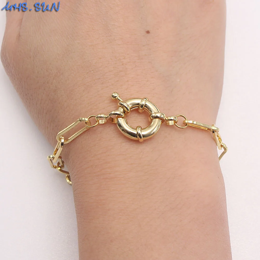 Chain Necklace Anchor Clasp Necklace Bracelet For Women Chunky Link Chain Sailor Wheel 1PC