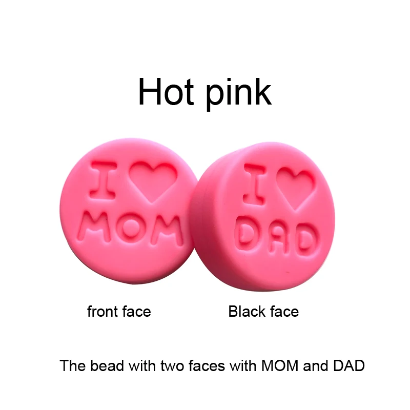 hot pink 5 шт. силиконовые бусины "I Love Mom" Прорезыватели для зубов DIY пустышка Клип цепь еда без бисфенола-а класс Безопасный и мягкий силиконовый Прорезыватель - Цвет: hot pink
