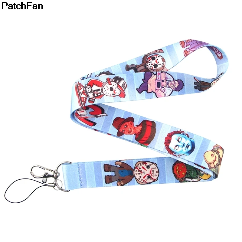 20 шт./лот, Patchfan Friday, 13th, ужас, брелок, ремешок, лямки для шеи, тканевый, id, значок, держатели, ожерелье, аксессуар A2541