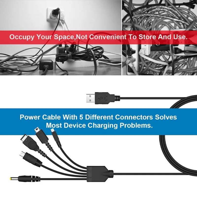 5 в 1 usb зарядный кабель зарядное устройство для nintendo GBA SP для WII U 3DS NDSL XL DSI psp