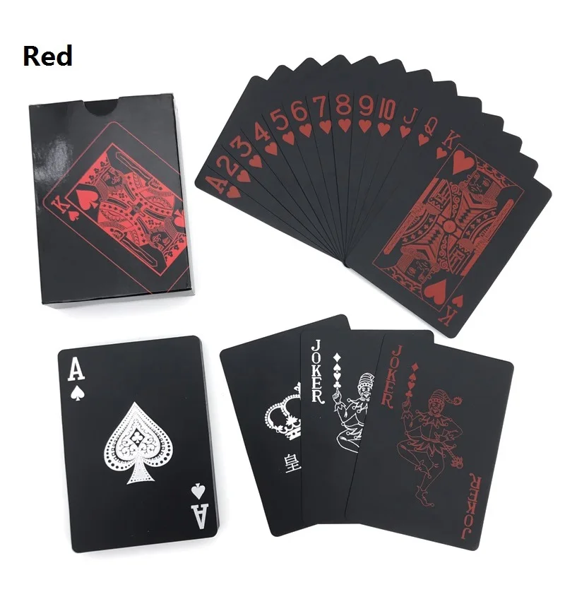 uso para el partido y el juego cubierta impermeable de las cartas con la caja de regalo Joyoldelf Naipes negros frescos del póker de la hoja 