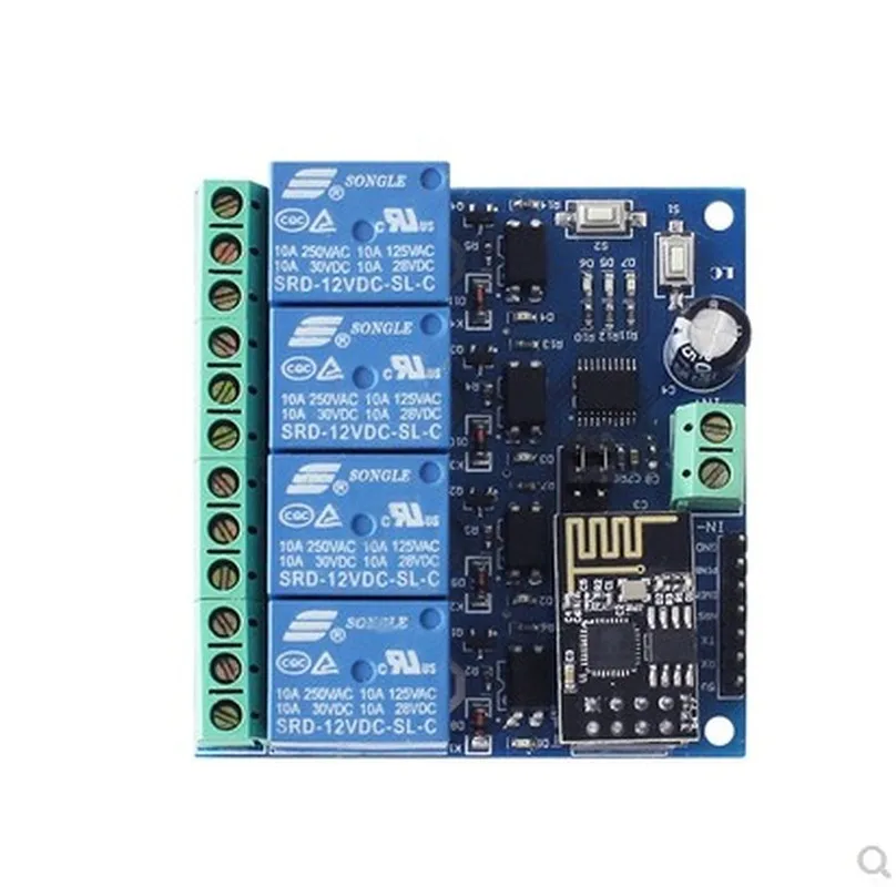 1 шт., релейный модуль 5 В/12 В ESP8266, стандартный 4-Канальный Релейный модуль Wi-Fi для IOT, контроллер приложения для смартфона, встроенный ESP01