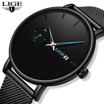 

LIGE Quartz Watch Women And Men Watch Top Brand Luxury Famous Dress Fashion Watch Men Unisex Ultra Thin Wrist watch Para Hombre
