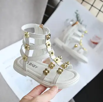 

2020 New Kids shoes Girls Stereo Flower Flat Heel Beach Sandals Children Gladiator Sandals For Girls Princess Casual Sneakers