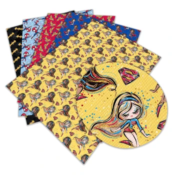 

DIY craft 30 cm x 136 cm cartoon printed faux artificial Synthetic leather fabric hair bow 1piece