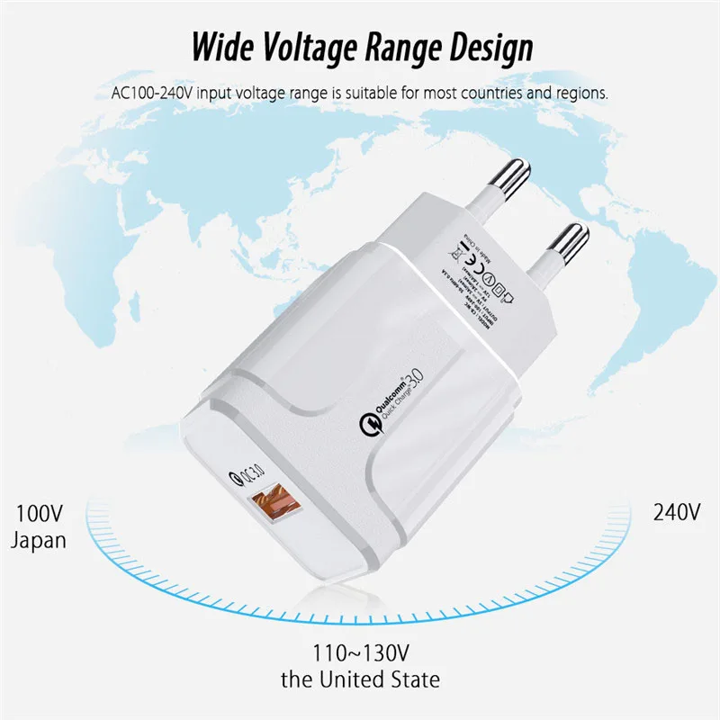 Зарядное устройство USB 18 Вт быстрая зарядка 3 0 9 в 2 а для SONY XZ LG G6 HTC M8 U11 Nubia Z11 Blackview