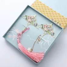 Классическая китайская металлическая Закладка в форме зонта, закладки лилии, креативная старинная закладка в форме лица веера, подарок