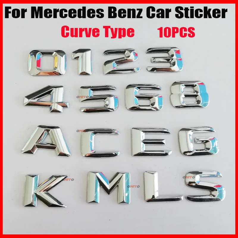 

10pcs Car Styling Car Rear Sticker Emblem Badge Letters For Benz GLC GLK GLE GLA CLA Auto Decoration 0/1/2/3/4/5/6/7/5/K/L/M/S/L