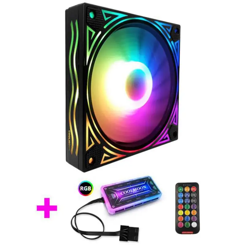 RGB Вентилятор охлаждения шасси настольного компьютера бесшумный волшебный цвет меняющий вентилятор с контроллером - Цвет: B