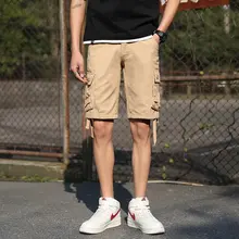 Мужские длинные шорты-карго, летние, с несколькими карманами, повседневные, хлопковые, эластичные, Капри, мужские, для улицы, короткие, хит, бриджи, для отдыха