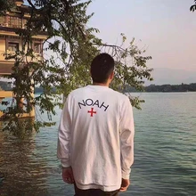 NOAH черно-белые футболки с длинным рукавом для мужчин и женщин 1:1 высокое качество новая футболка NOAH футболка с круглым вырезом