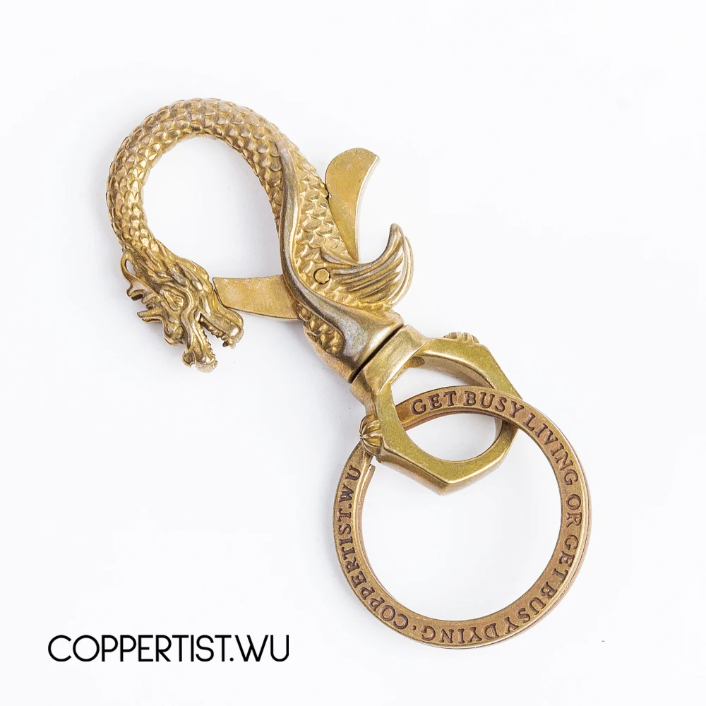 Coppertist. Wu китайский Дракон Фигурка Азиатский дракон кулон латунные статуи металлические застежки брелок открывалка для бутылок ключ