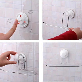 

Silver Detachable Multifunctional Suction Cup Bathroom Roll Holder Towel Rack Household Storage Rack