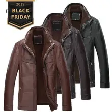 FALIZA, новинка, зимняя кожаная куртка, мужские пальто, 5XL, высокое качество, искусственная кожа, верхняя одежда для мужчин, деловая зимняя мужская куртка из искусственного меха, флисовая JK142