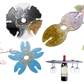 

Crystal Epoxy Resin Mold Wine Rack Tray Bracket Cup Holder DIY Silicone Mould