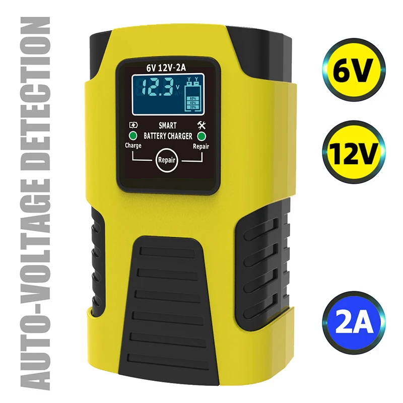 Chargeur De Batterie De Moto De Voiture 6V/12V 2A Protection Multiple  Réparation Dimpulsion Intelligente Chargeur De Batterie De Charge  Automatique En 3 Étapes Du 23,11 €