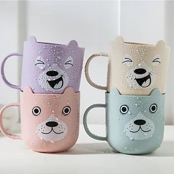 

1pcs Cartoon Baby Cups Drinking Water Brush Teeth Washing Cup Children Infant baby Milk Cup with Handle Household Gadgets tools