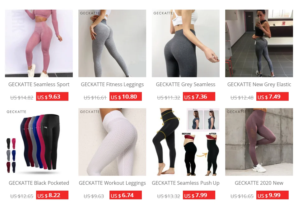 GECKATTE Workout Leggings Women Polyester Ankle-Length Breathable Pants Standard Fold Push Up Legging Elasticity Fitness Leggins